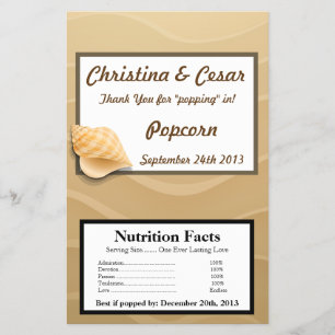 Microwave Popcorn Wrapper Seashells am Sandy Beach Flyer
