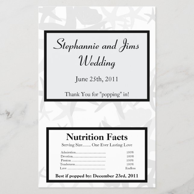 Microwave Popcorn Wrapper Summer Liebe & Muscheln Flyer (Vorne)