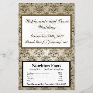 Microwave Popcorn Wrapper Tanish Brown Damask