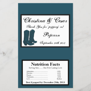 Microwave Popcorn Wrapper Western Blue Cowboy Boot Flyer