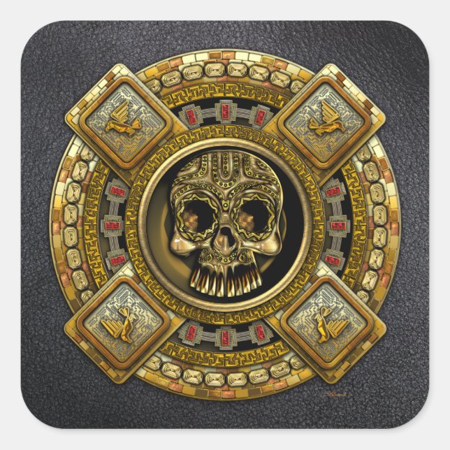 Mictlantecuhtli - Aztec-Gott des Todes Quadratischer Aufkleber (Vorderseite)
