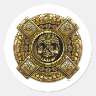 Mictlantecuhtli - Aztec-Gott des Todes Runder Aufkleber