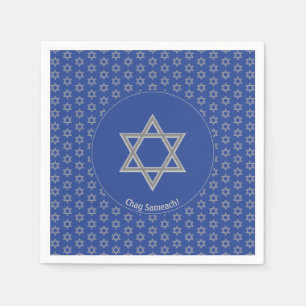 Mid Blue Customizable STAR DAVID Paper Serviette
