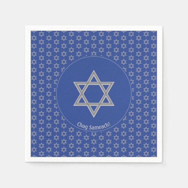 Mid Blue Customizable STAR DAVID Paper Serviette (Vorderseite)