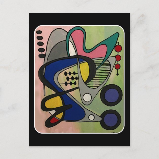 "Mid-Cent Mod Abst, Astro Picnic" auf einem Gemäld Postkarte (Vorderseite)