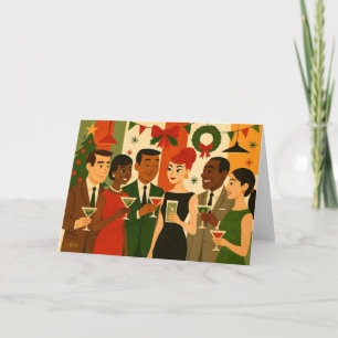 Mid Century 60er Weihnachtsfeier Büro Cocktailpart Karte