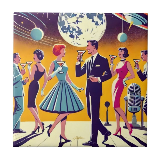 Mid Century 60s Space Age Cocktail Party Fliese (Vorderseite)