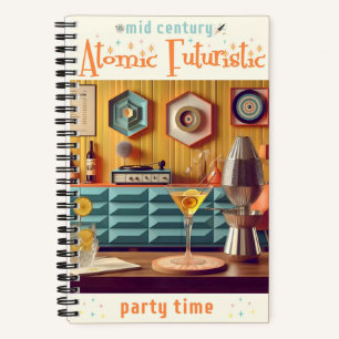 Mid-Century-Atom-Retro-Futuristischer-Partyraum Notizbuch