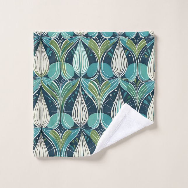 Mid Century Atomic Drops Blue Green Pattern (Gant de toilette)
