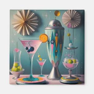 Mid Century Atomic Futuristische Cocktail-Zeit Magnet