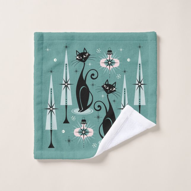 Mid Century Atomic Kitty Noël ©studioxtine (Gant de toilette)