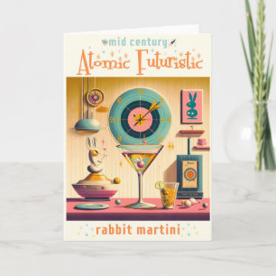 Mid Century Atomic Retro Futuristischer Kaninchen  Karte