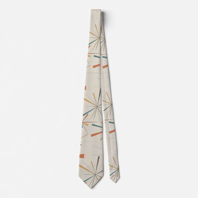 Mid Century Atomic Starburst Geometrisch Retro Krawatte (Vorderseite)