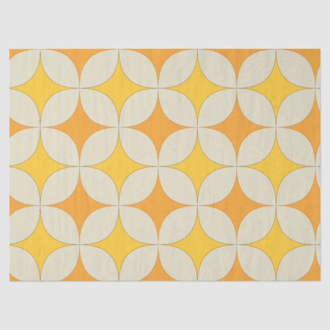 Mid Century Atomic starbursts in Orange Yellow  Seidenpapier (Vorderseite)