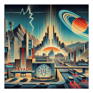 Mid-Century-Atomzeitalter-Nevada-Kunst Poster