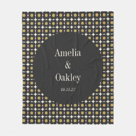 Mid Century Bold Black Gold Floral Wedding Custom Fleecedecke