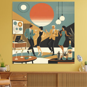 Mid Century California Vibes Martini Tanzparty Leinwanddruck