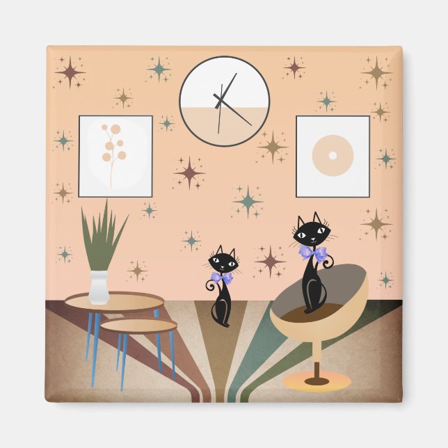 Mid Century Cat Mid-Century Modern Magnet (Vorne)