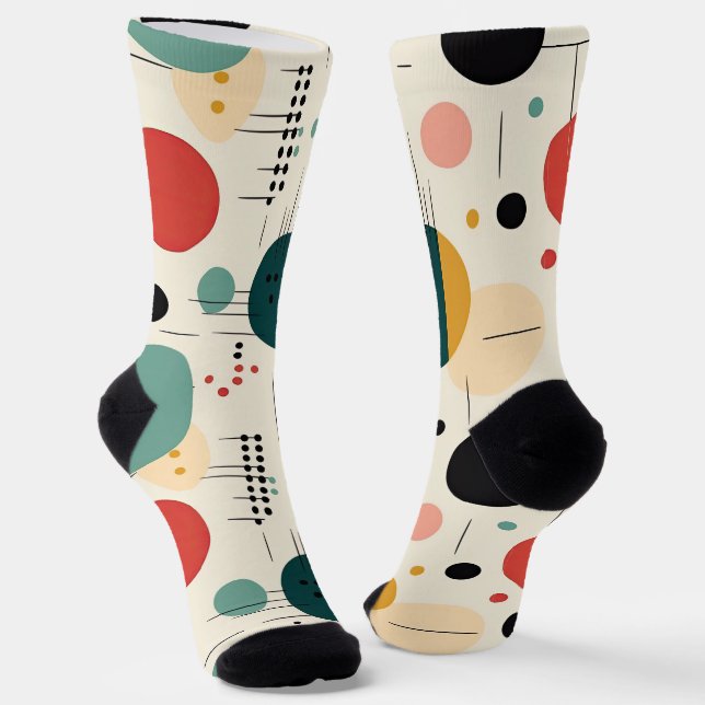 Mid century colorful geometric pattern socken (Gewinkelt)