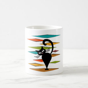 Mid-Century-Design mit schwarzer Katze Kaffeetasse