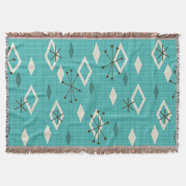 Mid Century Diamonds Sternexplosionen Türkis Decke (Vorderseite)