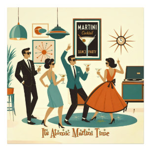Mid Century, es ist Atomic Martini Time Cocktailpa Fotodruck