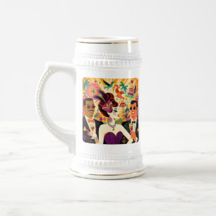 Mid Century Futuristic Mardi Gras Cocktail Party Bierglas