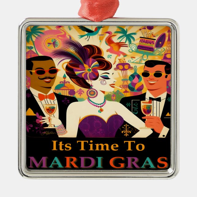 Mid Century Futuristic Mardi Gras Cocktail Party Ornament Aus Metall (Vorne)
