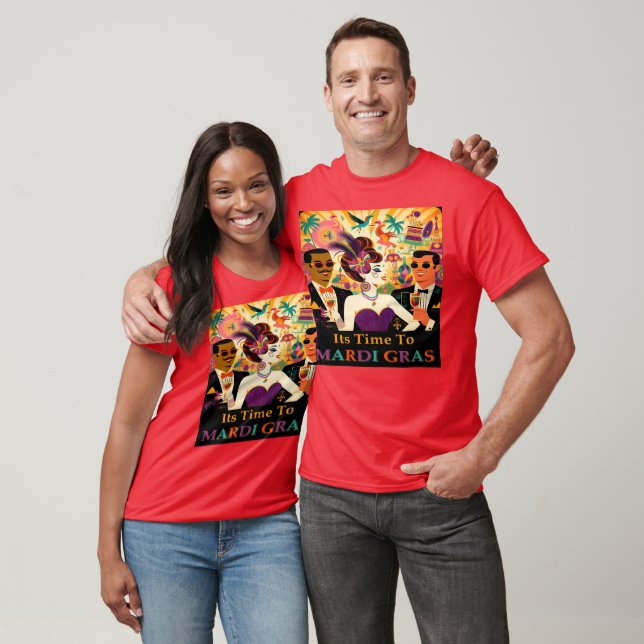 Mid Century Futuristic Mardi Gras Cocktail Party T-Shirt (Unisex)