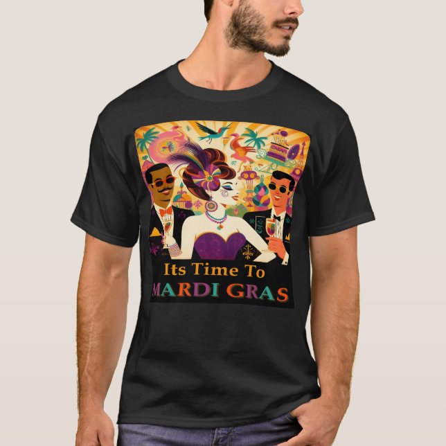 Mid Century Futuristic Mardi Gras Cocktail Party T-Shirt (Vorderseite)