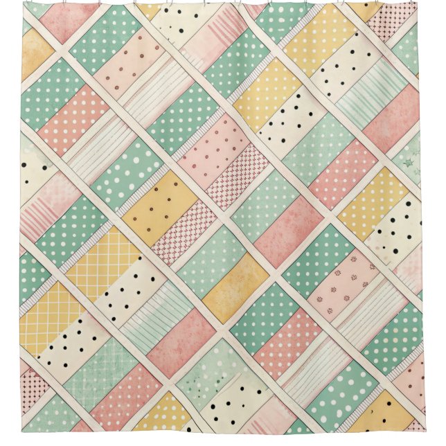 Mid-Century Geometric Design with Dots & Lines 4  Duschvorhang (Vorderseite)