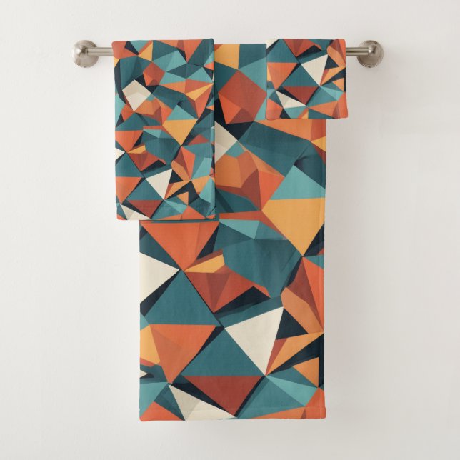 Mid-Century Geometric Teal & Orange Pattern (En situation)
