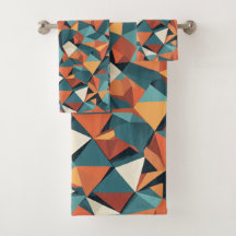 Mid-Century Geometric Teal & Orange Pattern