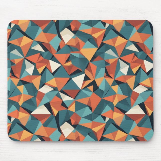 Mid-Century Geometric Teal & Orange Pattern Mousepad (Vorne)