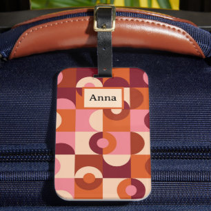 Mid Century Halbkreise Pink orange Maßanfertigung Gepäckanhänger