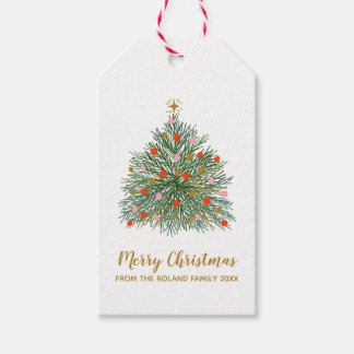 Mid Century handgezeichnet Weihnachtsbaum Geschenkanhänger
