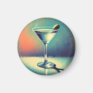 Mid Century I Love The Blues Martini Kunst Magnet