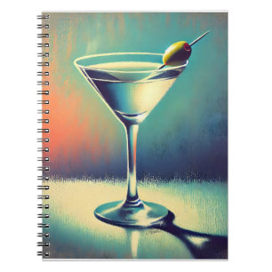 Mid Century I Love The Blues Martini Kunst Notizblock