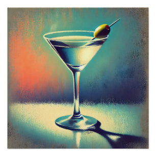 Mid Century I Love The Blues Martini Kunst Poster