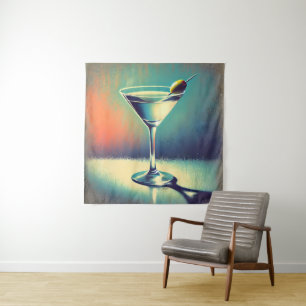 Mid Century I Love The Blues Martini Kunst Wandteppich