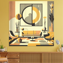 Mid-Century-Interieurdesign Herbstfarben Wohnzimme