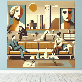 Mid Century Interior Design Art Lounge Leinwanddruck