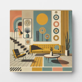 Mid Century Interior Design Desert Livingroom Fotoplatte