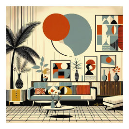 Mid Century Interior Design Eclipse Livingroom Fotodruck