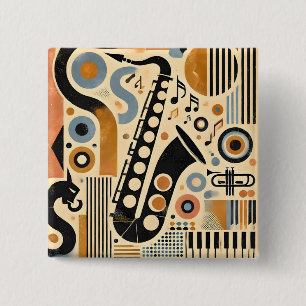 Mid Century Jazz Age Minimalistisch Art Saxophon Button