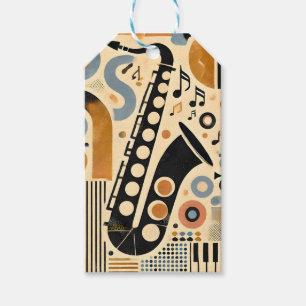 Mid Century Jazz Age Minimalistisch Art Saxophon Geschenkanhänger