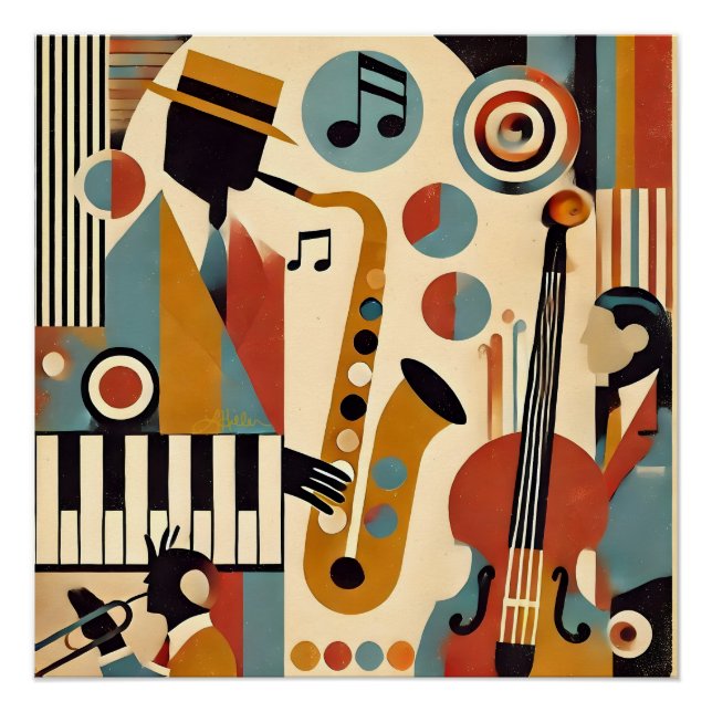 Mid Century Jazz Age Modern Minimalist Trio Poster (Vorderseite)