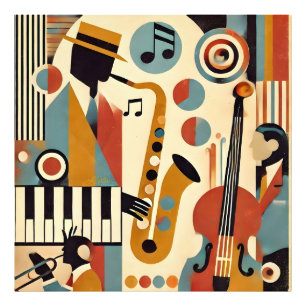 Mid Century Jazz Age Moderne Minimalistische Trio Fotodruck