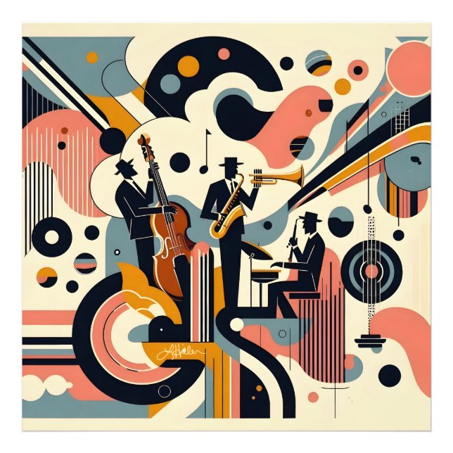 Mid Century Jazz Age Psychedelic Trio Fotodruck (Vorne)