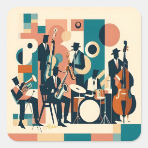 Mid Century Jazz Age Sextett Quadratischer Aufkleber
